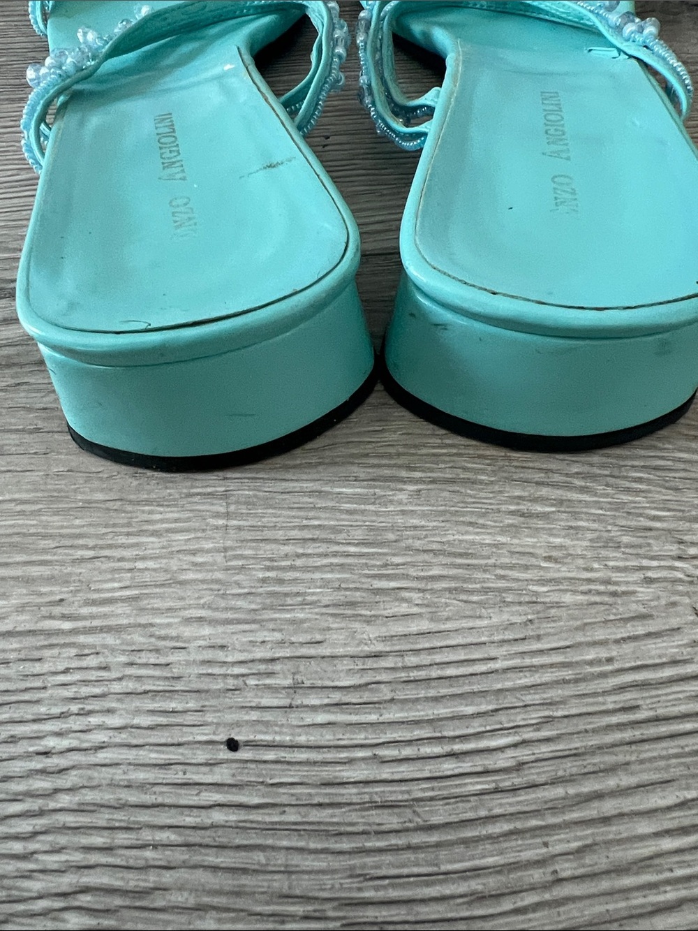 Enzo Angiolini Turquoise Beaded Slide Mules - Picture 2 of 6